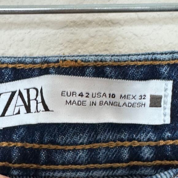 Zara Mom Fit High Waist Jeans, Dark Medium Wash, Size 10 - Picture 3 of 8